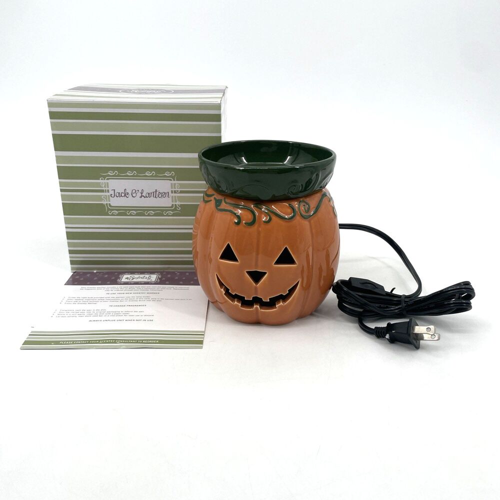 Scentsy Pumpkin Fall Jack O Lantern Full Size Wax Warmer Retired Halloween New